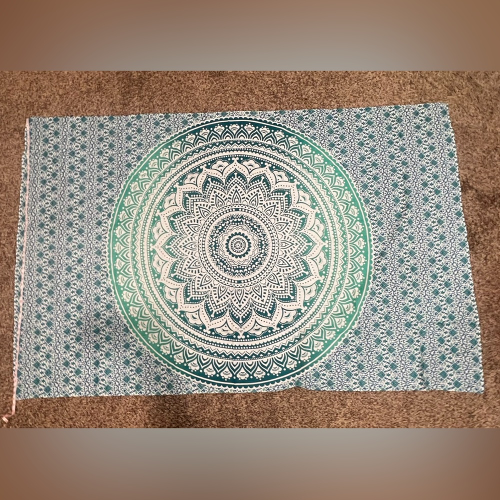 BLUE AND MINT GREEN BIG TAPESTRY